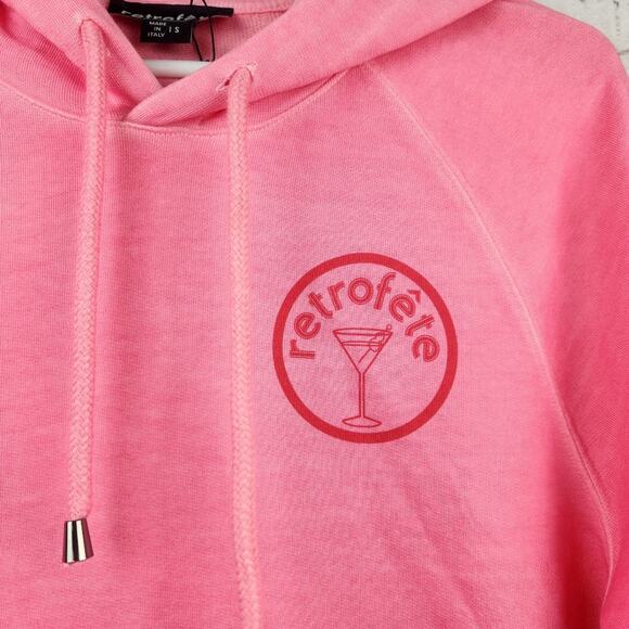 Retrofete Vanessa Hoodie Size Small Hot Pink Logo NWT Oversized Fit Pocket - Picture 4 of 11